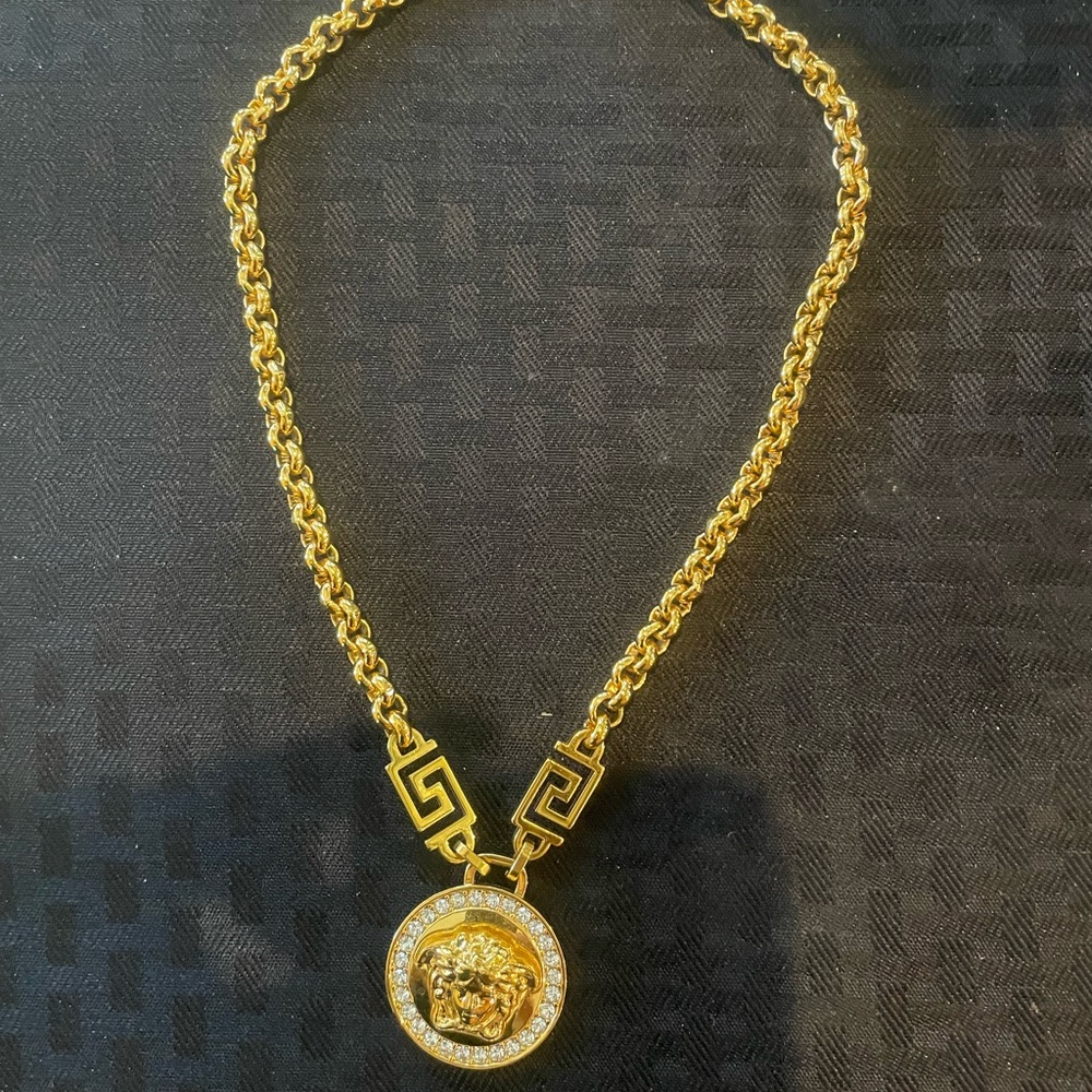 Versace La Medusa Greca Crystal Necklace
